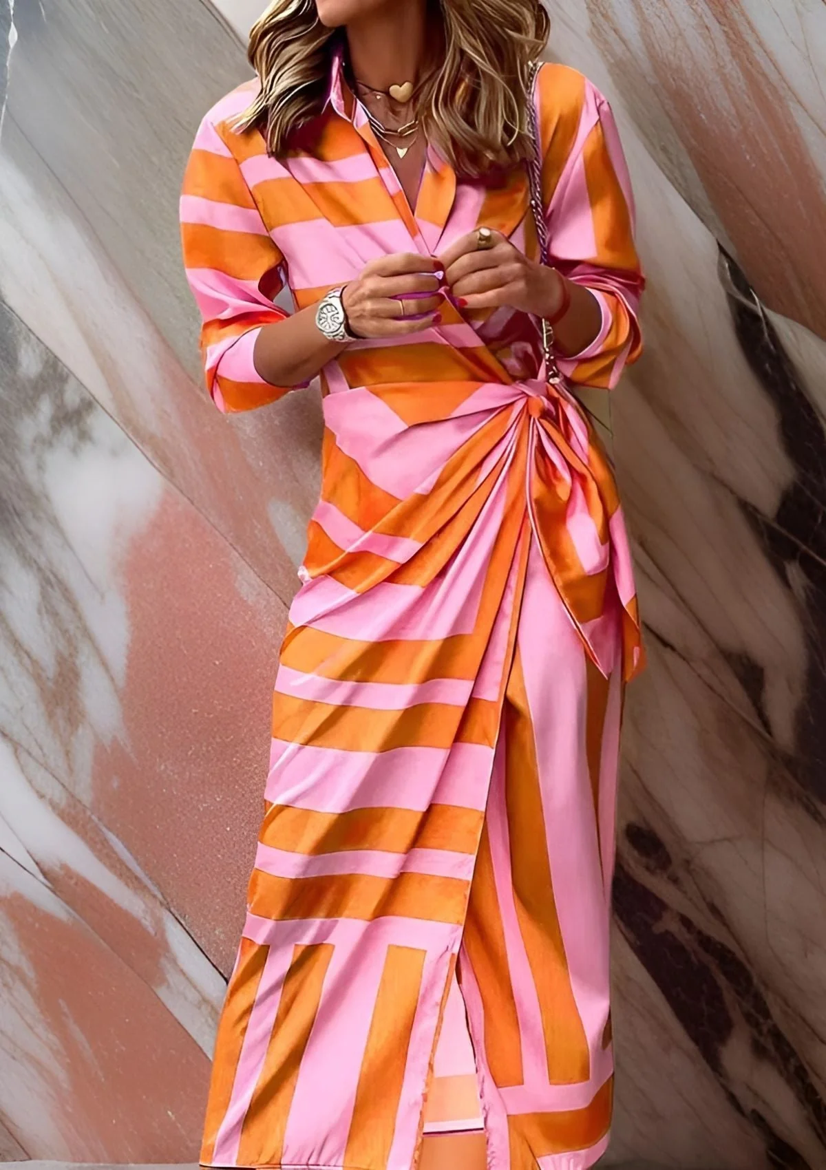 Robe chemise cintrée imprimée pour femme - Image 5