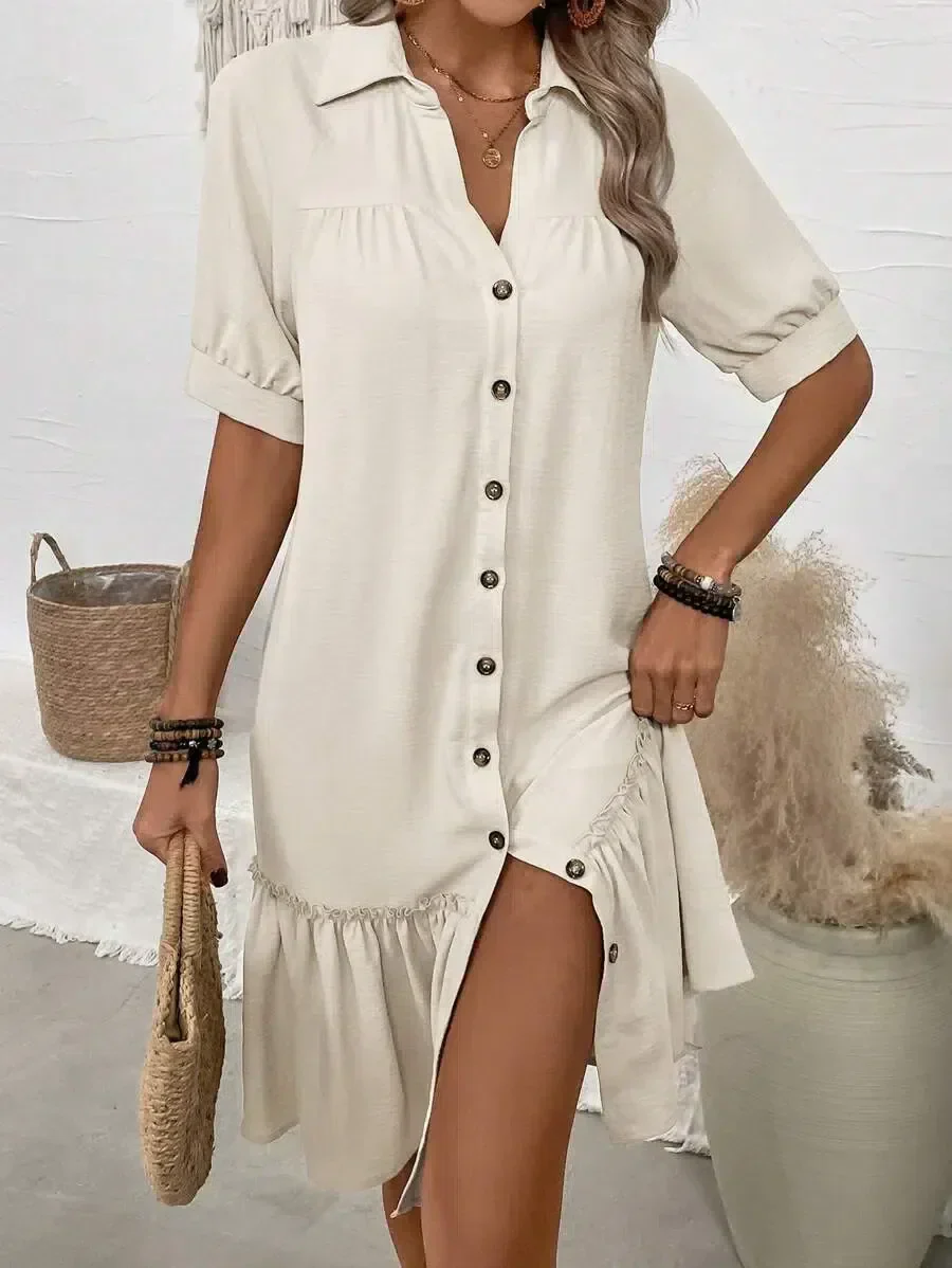 Robe chemise été femme – Tunique ample à boutons, style plage chic - Image 4