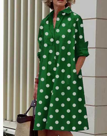 Robe chemise femme à pois polka dot – Coupe fluide élégante en coton mélangé - Image 2