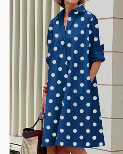 Robe chemise femme à pois polka dot – Coupe fluide élégante en coton mélangé - Image 4