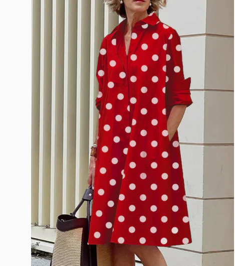 Robe chemise femme à pois polka dot – Coupe fluide élégante en coton mélangé - Image 6