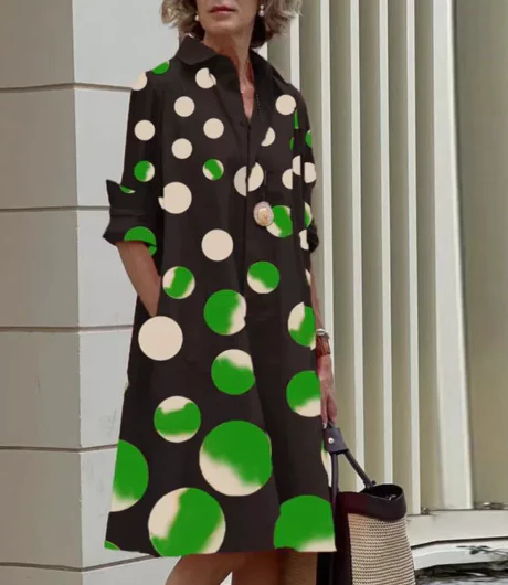 Robe chemise femme à pois polka dot – Coupe fluide élégante en coton mélangé - Image 9