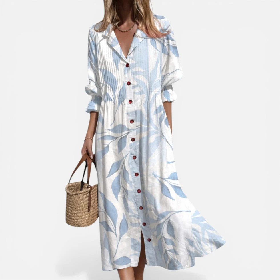 Robe chemise femme imprimée – Robe ample boutonnée au style décontracté estival - Image 5