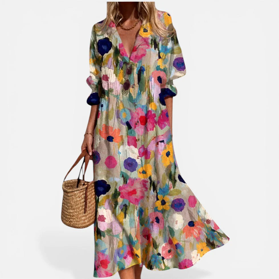 Robe chemise femme imprimée – Robe ample boutonnée au style décontracté estival - Image 6
