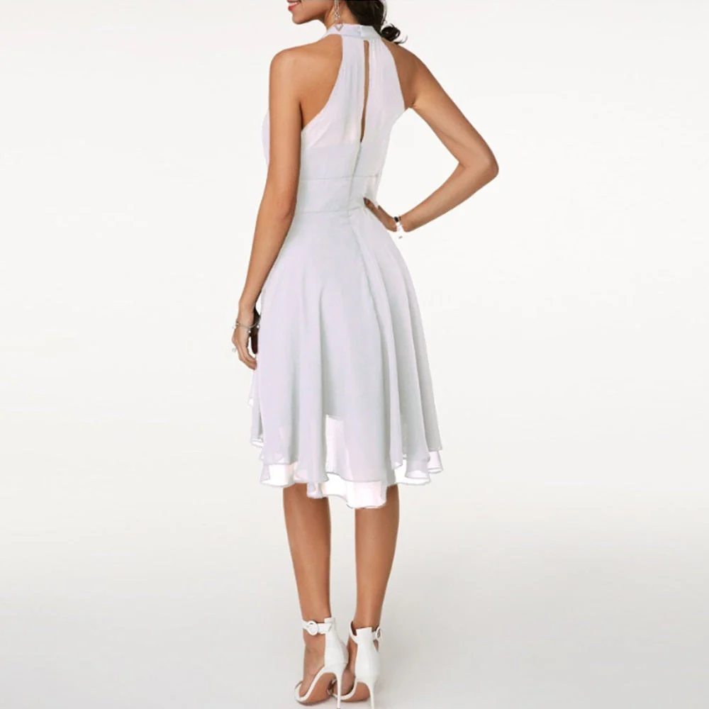 Robe Cocktail Élégante Femme – Mini Plissée En Chiffon Sans Manches - Image 12