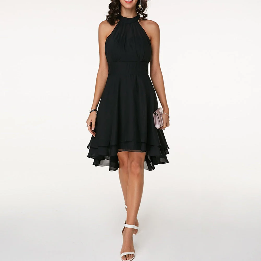 Robe Cocktail Élégante Femme – Mini Plissée En Chiffon Sans Manches - Image 13