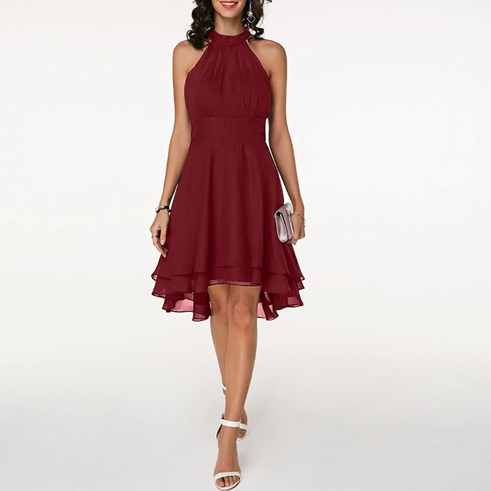Robe Cocktail Élégante Femme – Mini Plissée En Chiffon Sans Manches - Image 17