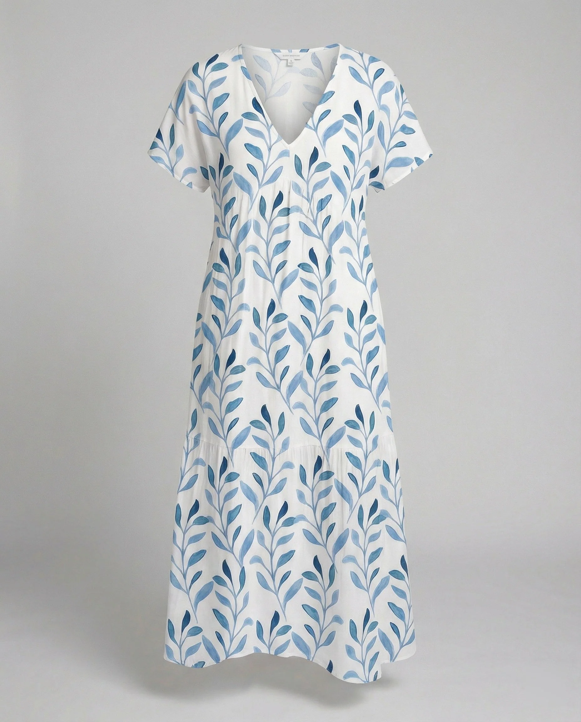 Robe d’Été Élégante Femme – Manches Courtes Aérées Imprimé Feuilles - Image 3