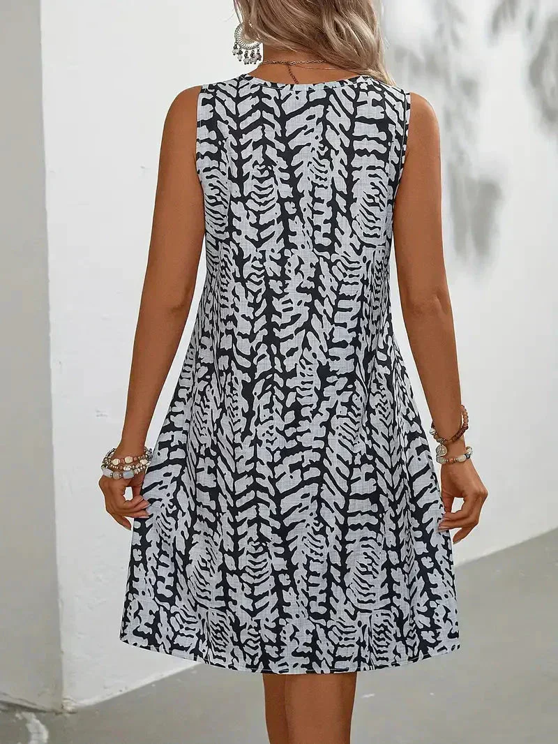 Robe d’Été Sans Manches à Imprimé Abstrait pour Femme – Tenue Légère et Élégante - Image 5