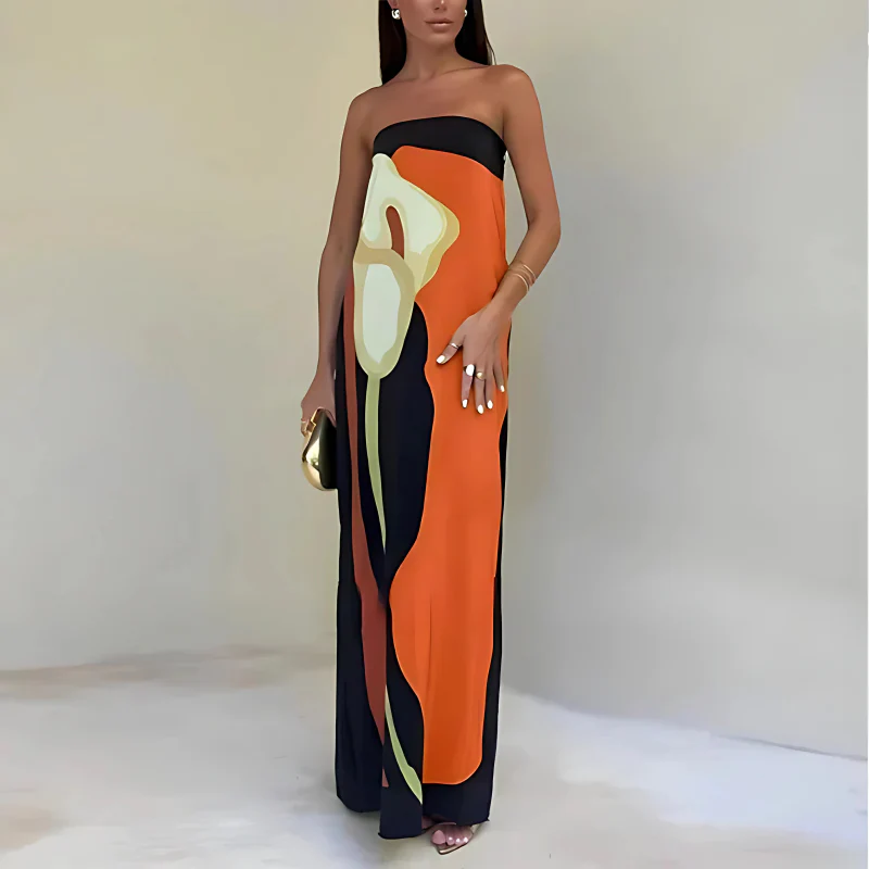 Robe De Cocktail Sans Bretelles Femme Silhouette Longue Élégante - Image 10