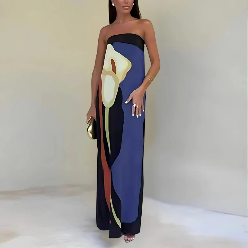 Robe De Cocktail Sans Bretelles Femme Silhouette Longue Élégante - Image 12