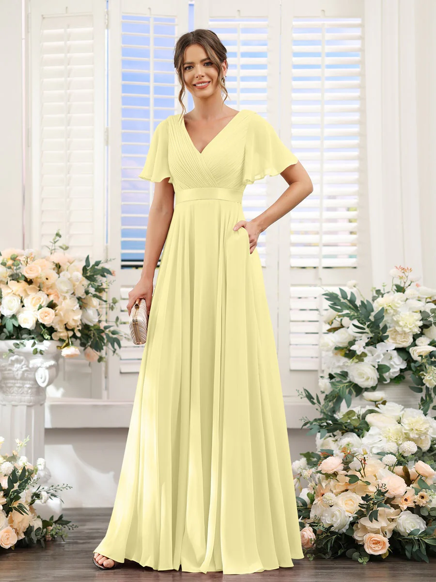 Robe de demoiselle d'honneur trapèze pour femme – Style élégant et formel pour une cérémonie de mariage - Image 12
