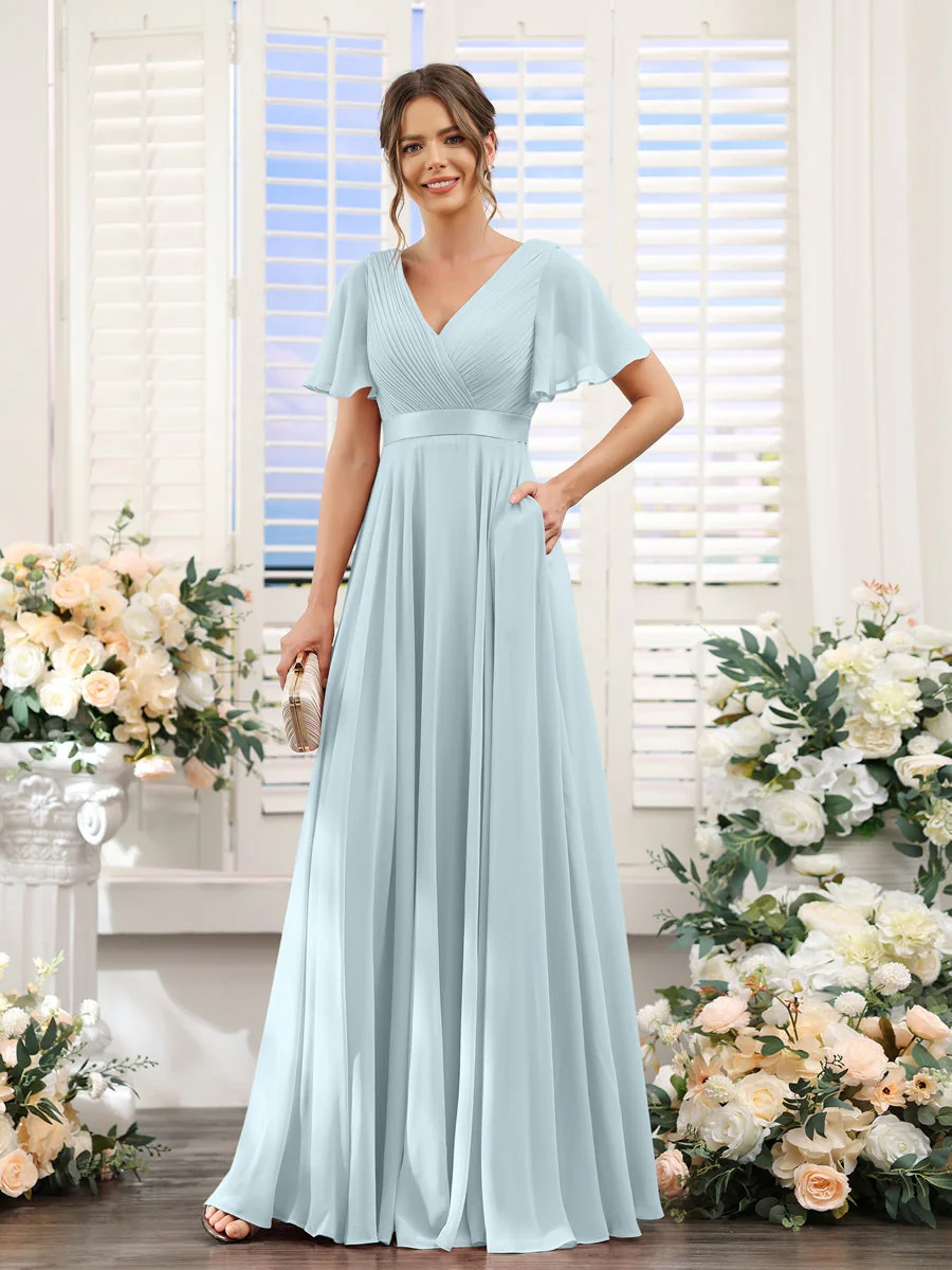 Robe de demoiselle d'honneur trapèze pour femme – Style élégant et formel pour une cérémonie de mariage - Image 13