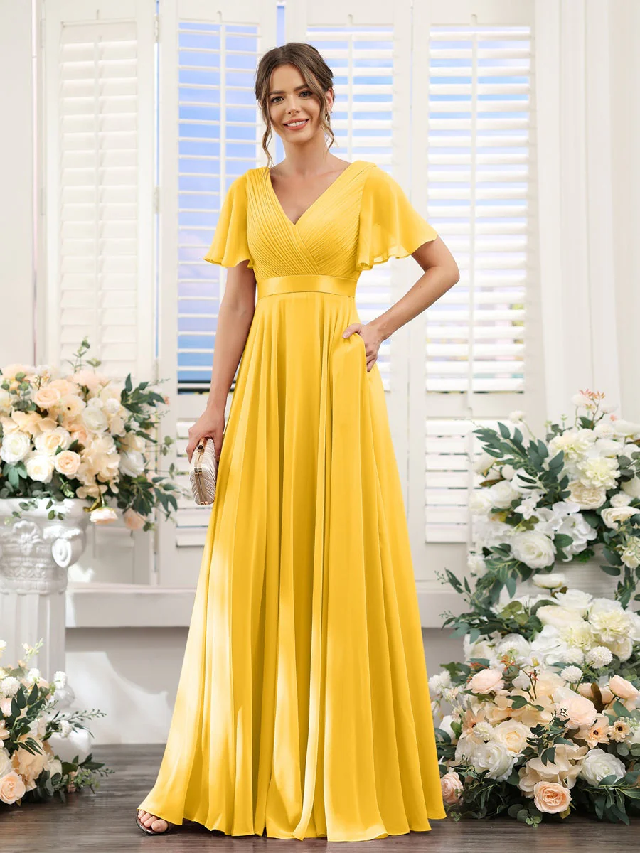 Robe de demoiselle d'honneur trapèze pour femme – Style élégant et formel pour une cérémonie de mariage - Image 14