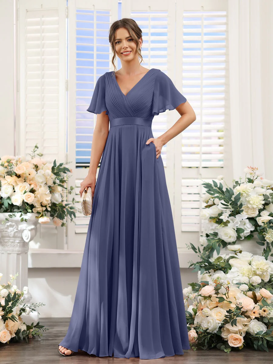 Robe de demoiselle d'honneur trapèze pour femme – Style élégant et formel pour une cérémonie de mariage - Image 16