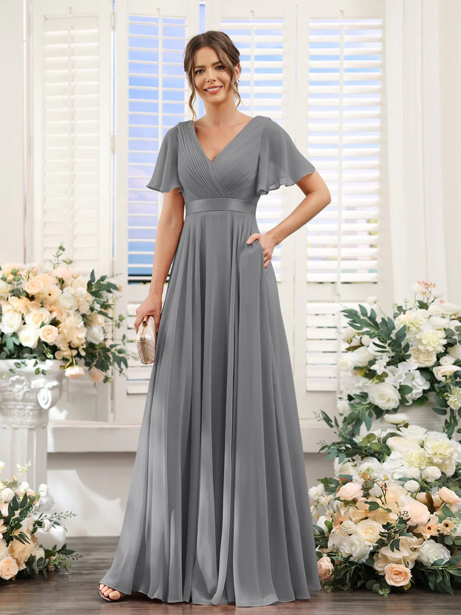 Robe de demoiselle d'honneur trapèze pour femme – Style élégant et formel pour une cérémonie de mariage - Image 25