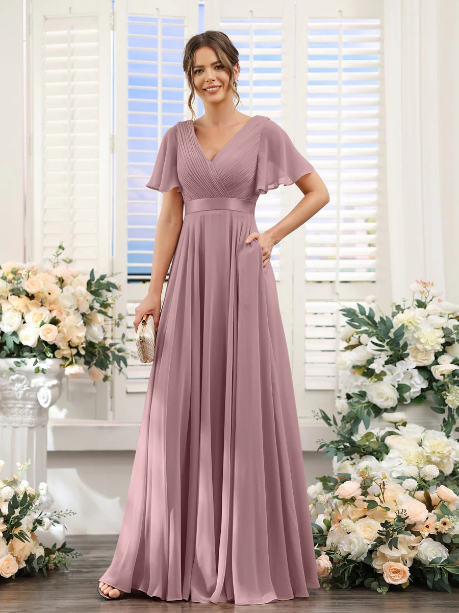 Robe de demoiselle d'honneur trapèze pour femme – Style élégant et formel pour une cérémonie de mariage - Image 27