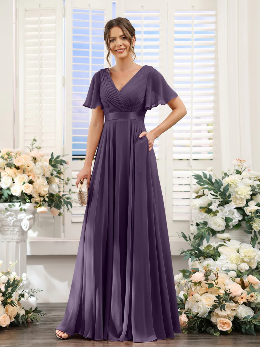Robe de demoiselle d'honneur trapèze pour femme – Style élégant et formel pour une cérémonie de mariage - Image 29