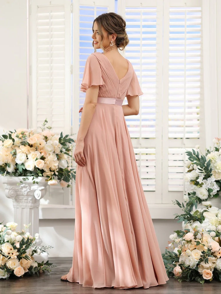 Robe de demoiselle d'honneur trapèze pour femme – Style élégant et formel pour une cérémonie de mariage - Image 3