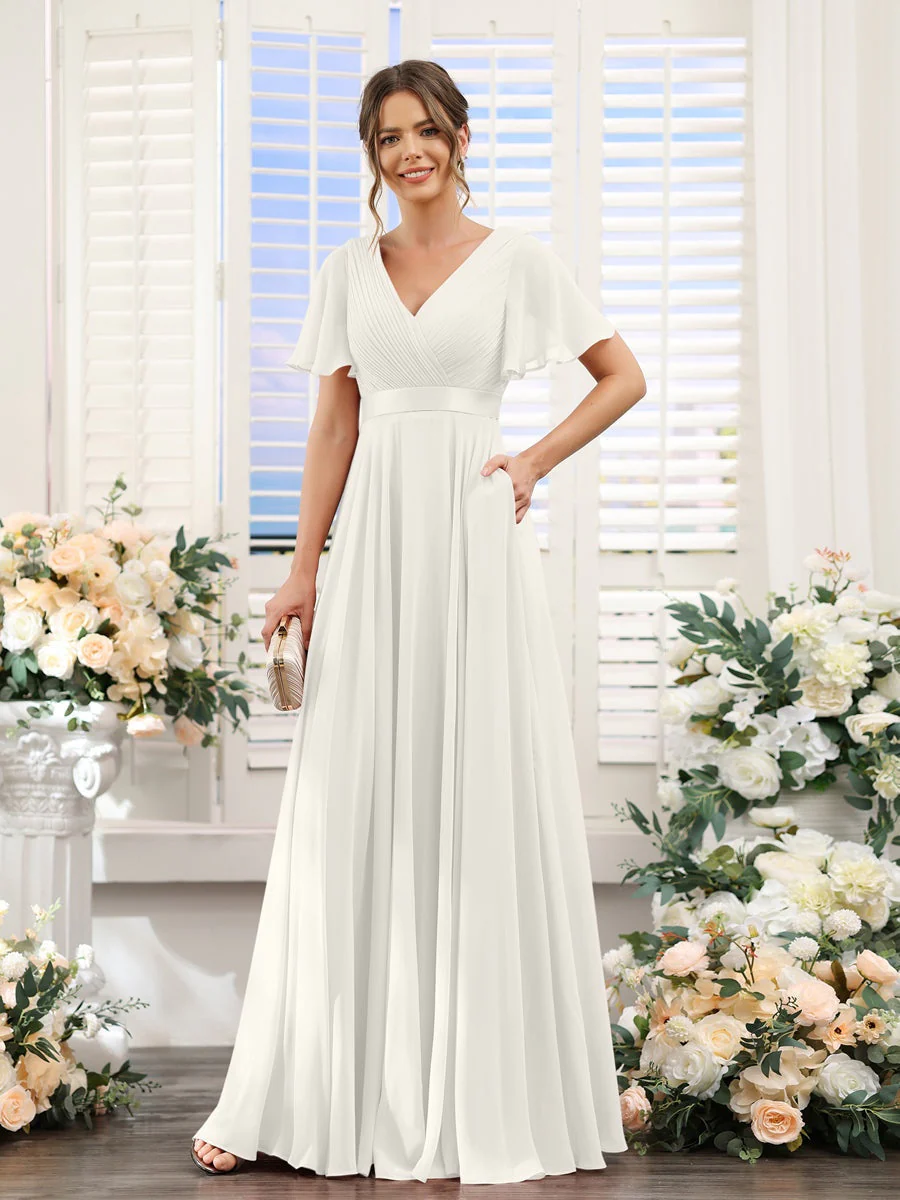 Robe de demoiselle d'honneur trapèze pour femme – Style élégant et formel pour une cérémonie de mariage - Image 30