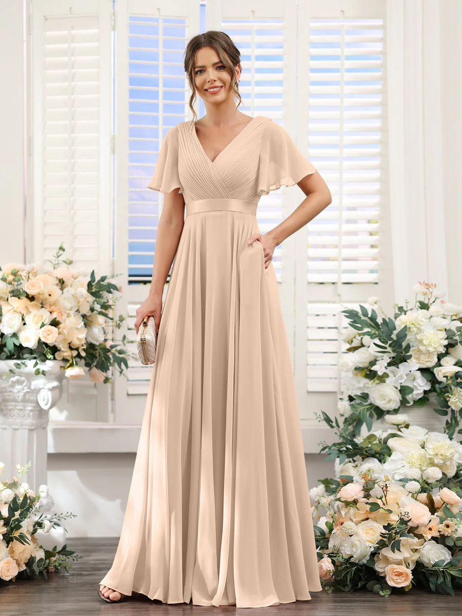 Robe de demoiselle d'honneur trapèze pour femme – Style élégant et formel pour une cérémonie de mariage - Image 31