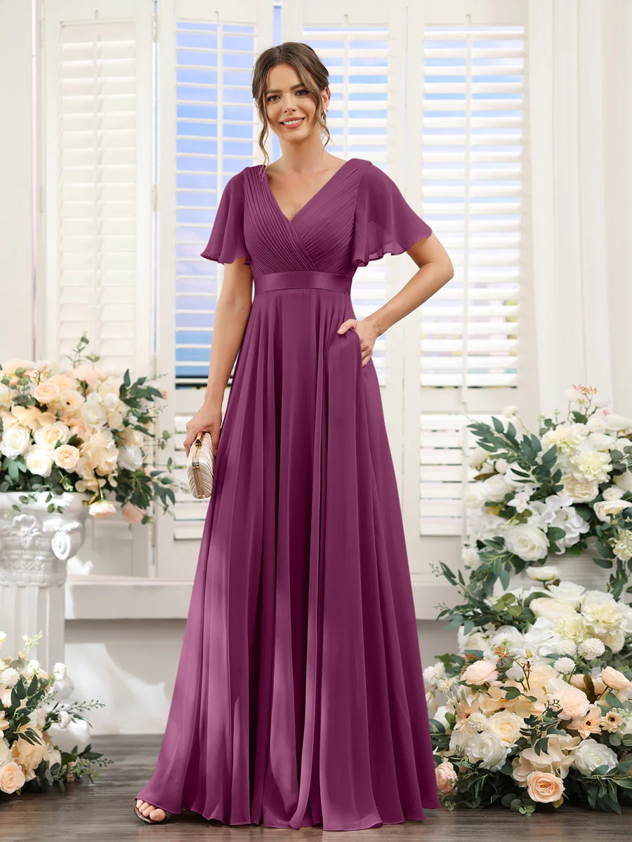 Robe de demoiselle d'honneur trapèze pour femme – Style élégant et formel pour une cérémonie de mariage - Image 32