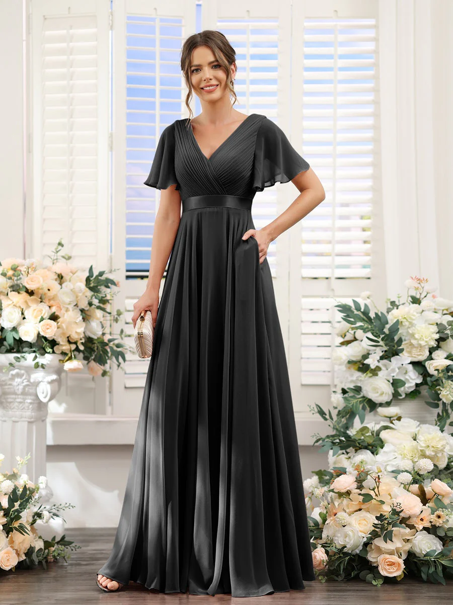 Robe de demoiselle d'honneur trapèze pour femme – Style élégant et formel pour une cérémonie de mariage - Image 35