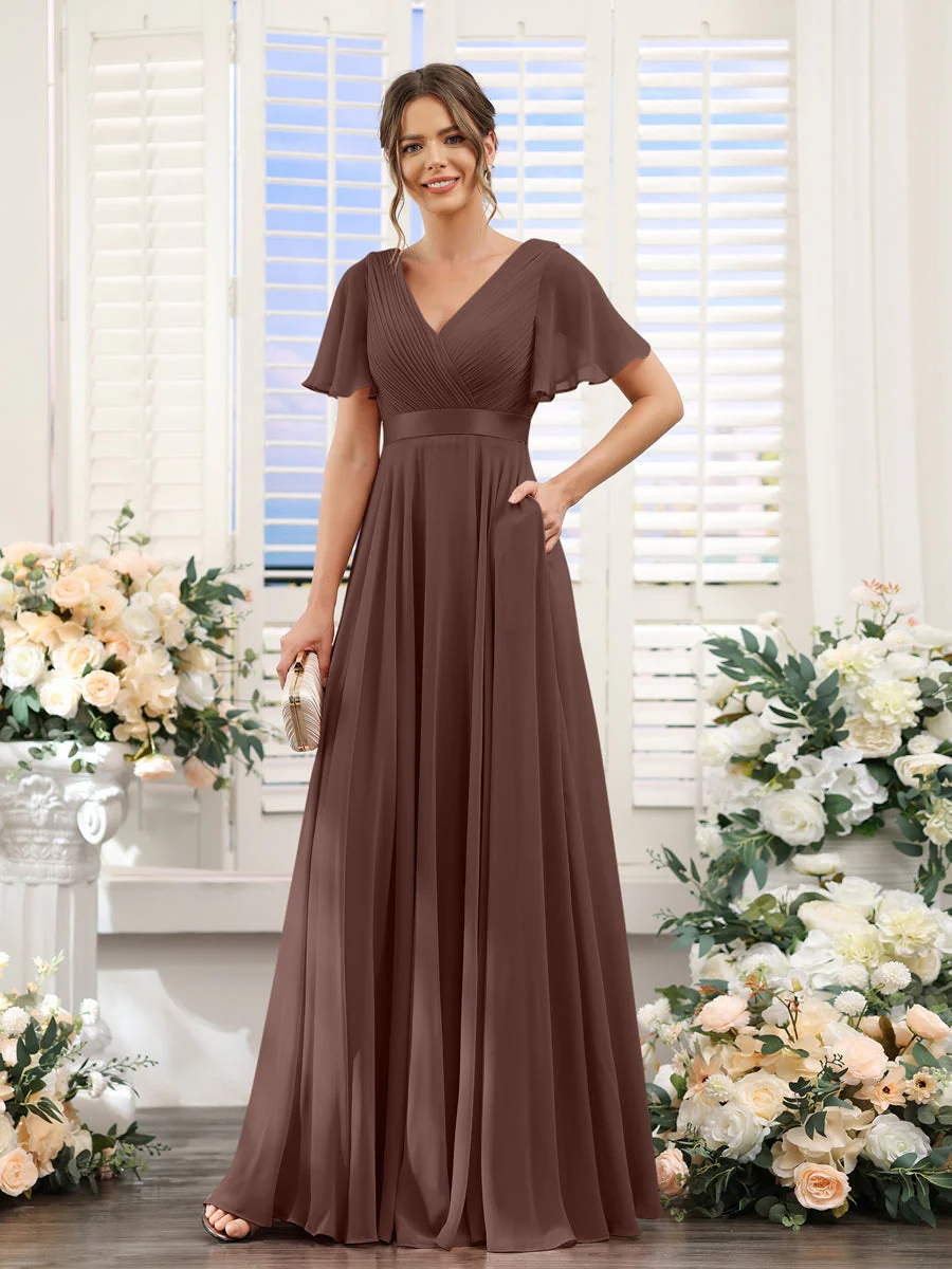 Robe de demoiselle d'honneur trapèze pour femme – Style élégant et formel pour une cérémonie de mariage - Image 36
