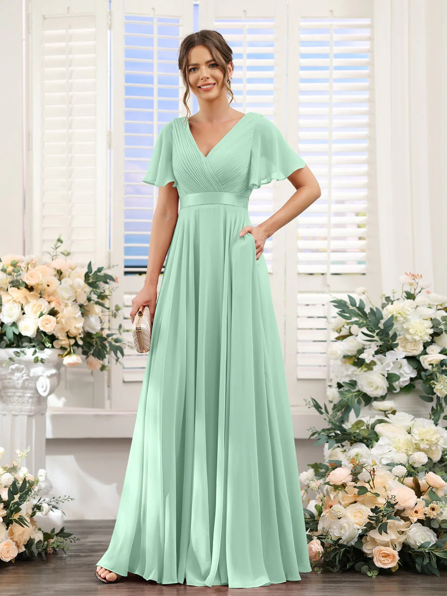 Robe de demoiselle d'honneur trapèze pour femme – Style élégant et formel pour une cérémonie de mariage - Image 37