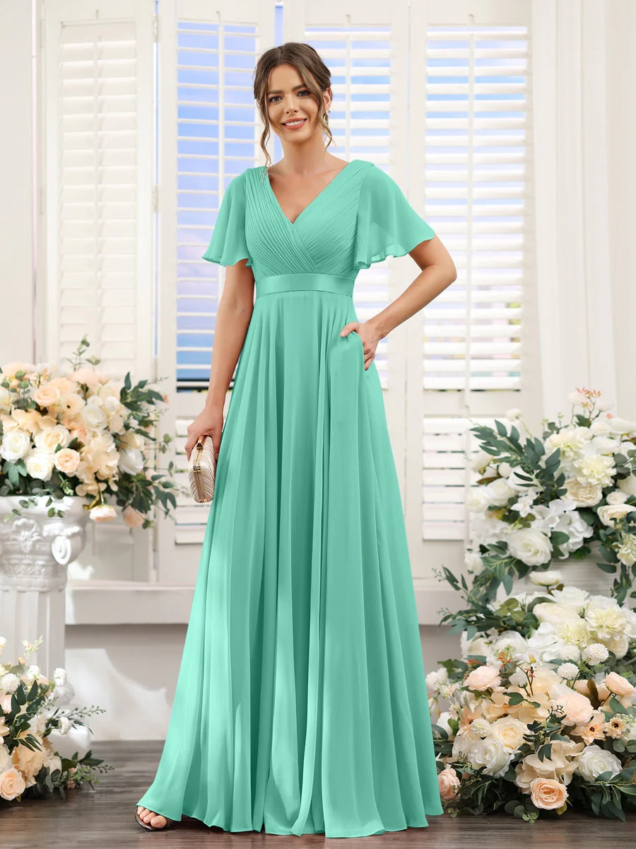 Robe de demoiselle d'honneur trapèze pour femme – Style élégant et formel pour une cérémonie de mariage - Image 38