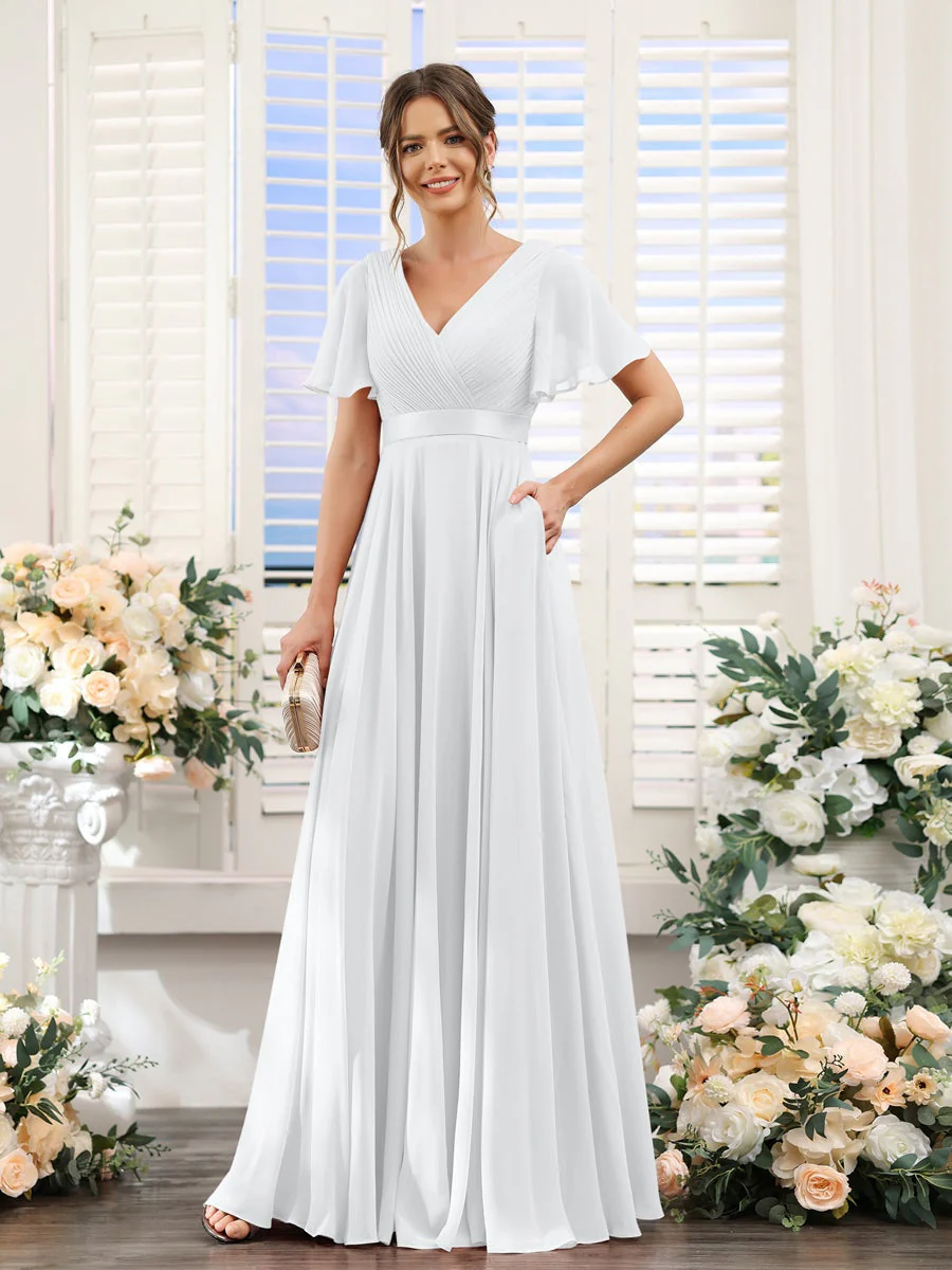 Robe de demoiselle d'honneur trapèze pour femme – Style élégant et formel pour une cérémonie de mariage - Image 40