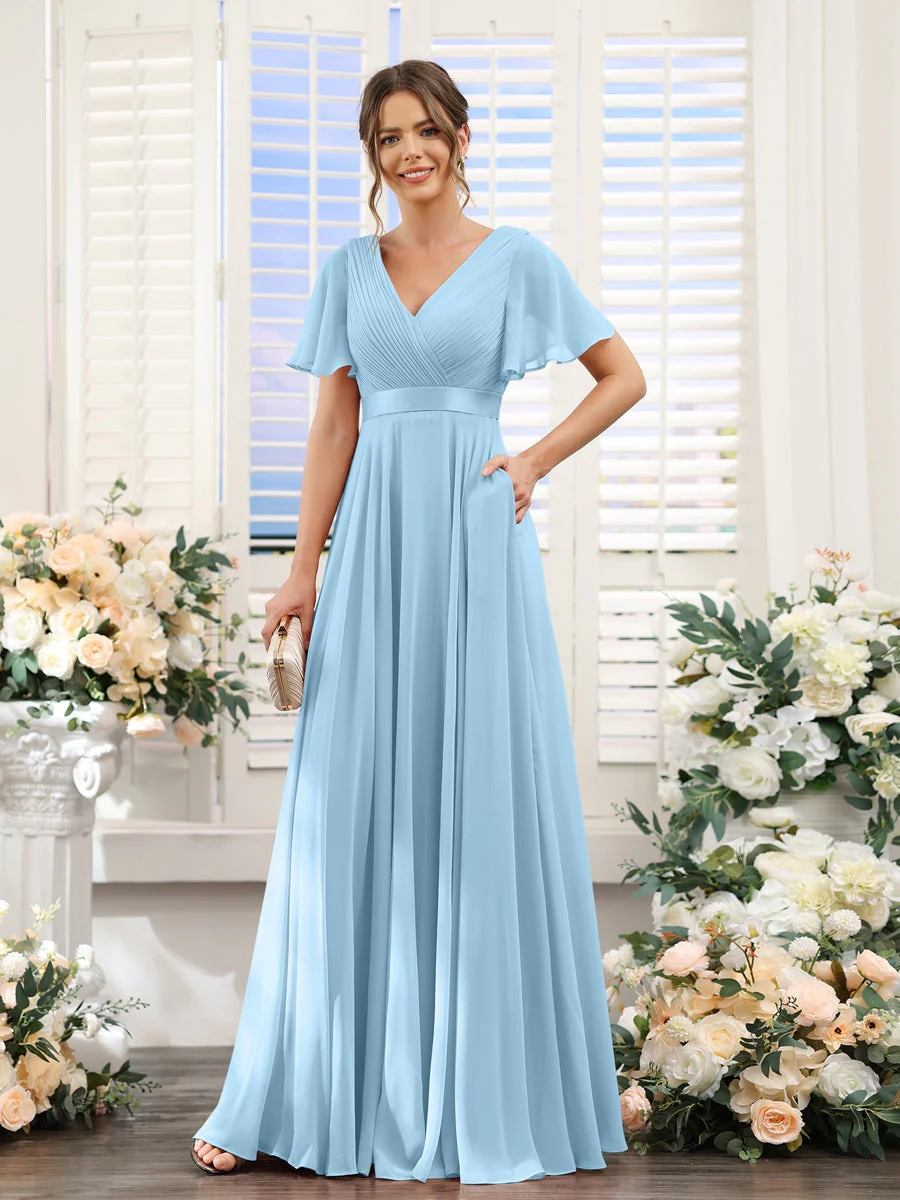 Robe de demoiselle d'honneur trapèze pour femme – Style élégant et formel pour une cérémonie de mariage - Image 43