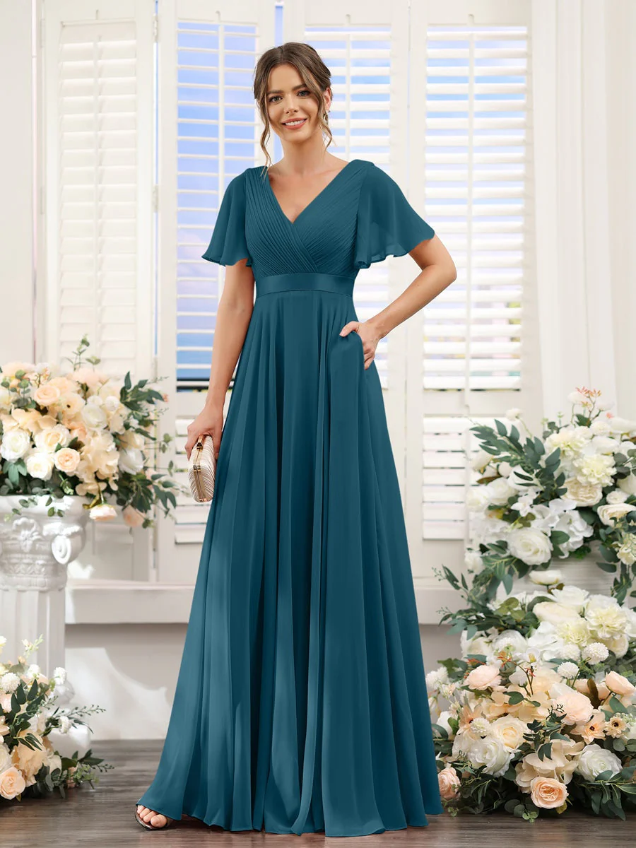 Robe de demoiselle d'honneur trapèze pour femme – Style élégant et formel pour une cérémonie de mariage - Image 44