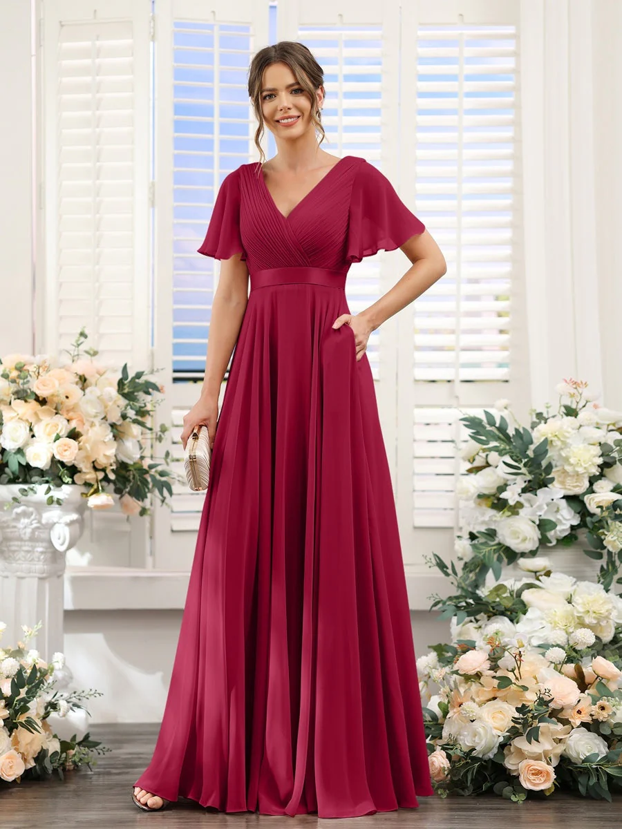Robe de demoiselle d'honneur trapèze pour femme – Style élégant et formel pour une cérémonie de mariage - Image 46