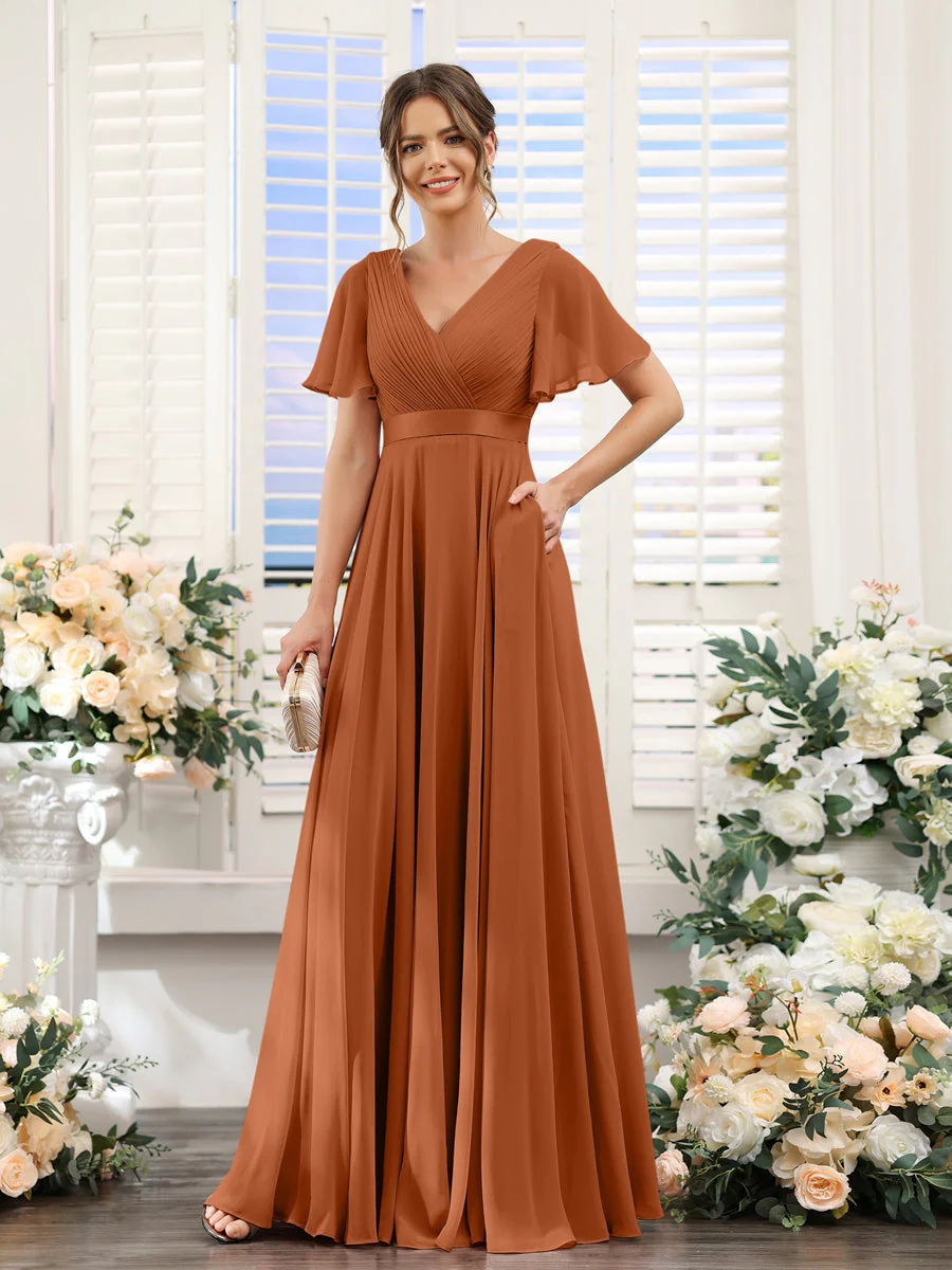 Robe de demoiselle d'honneur trapèze pour femme – Style élégant et formel pour une cérémonie de mariage - Image 47