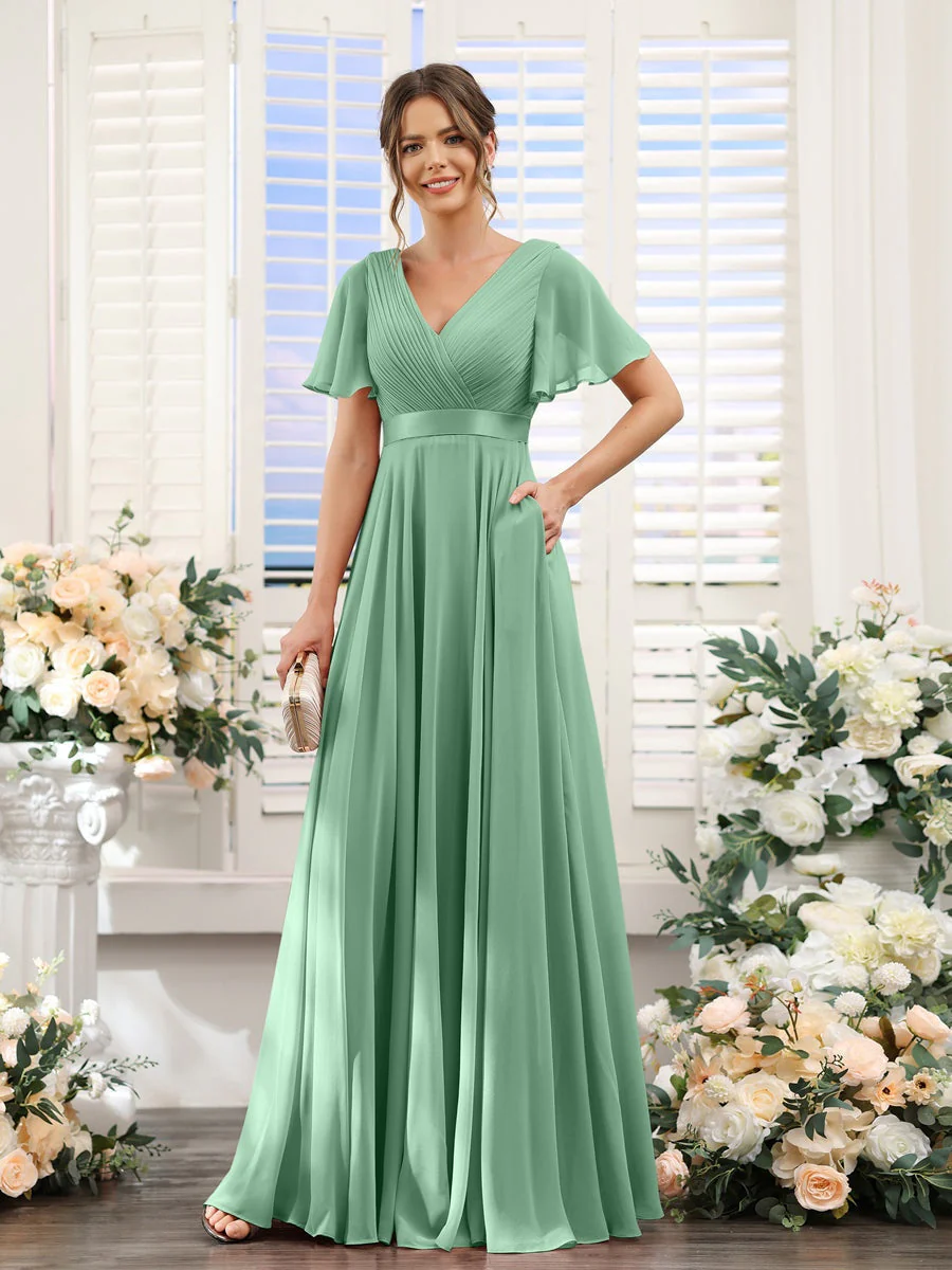 Robe de demoiselle d'honneur trapèze pour femme – Style élégant et formel pour une cérémonie de mariage - Image 48