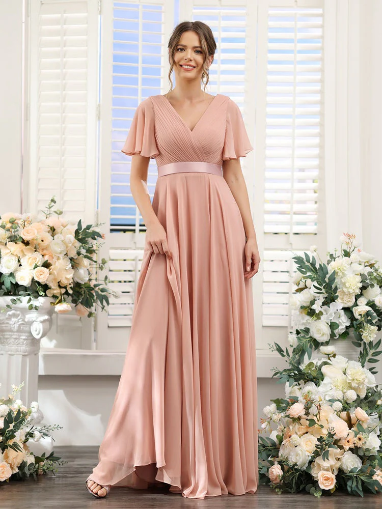 Robe de demoiselle d'honneur trapèze pour femme – Style élégant et formel pour une cérémonie de mariage - Image 5