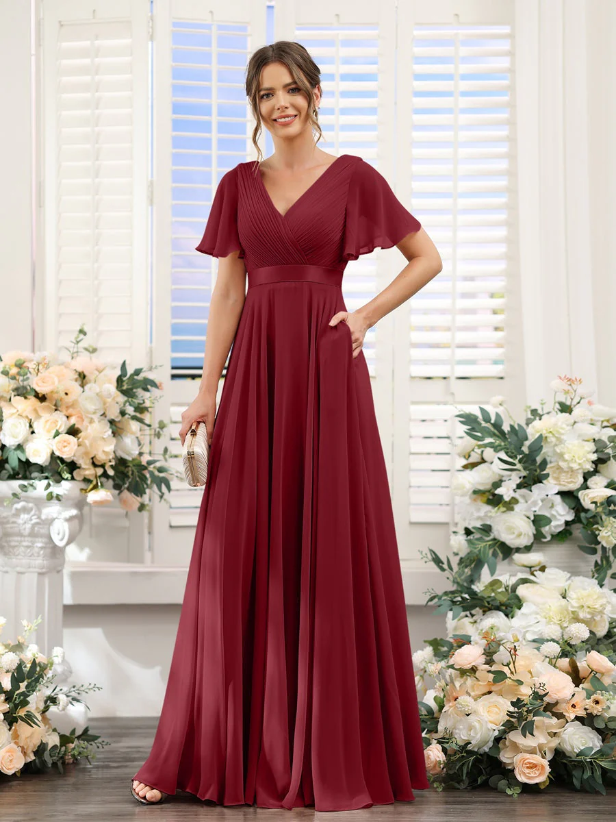 Robe de demoiselle d'honneur trapèze pour femme – Style élégant et formel pour une cérémonie de mariage - Image 51