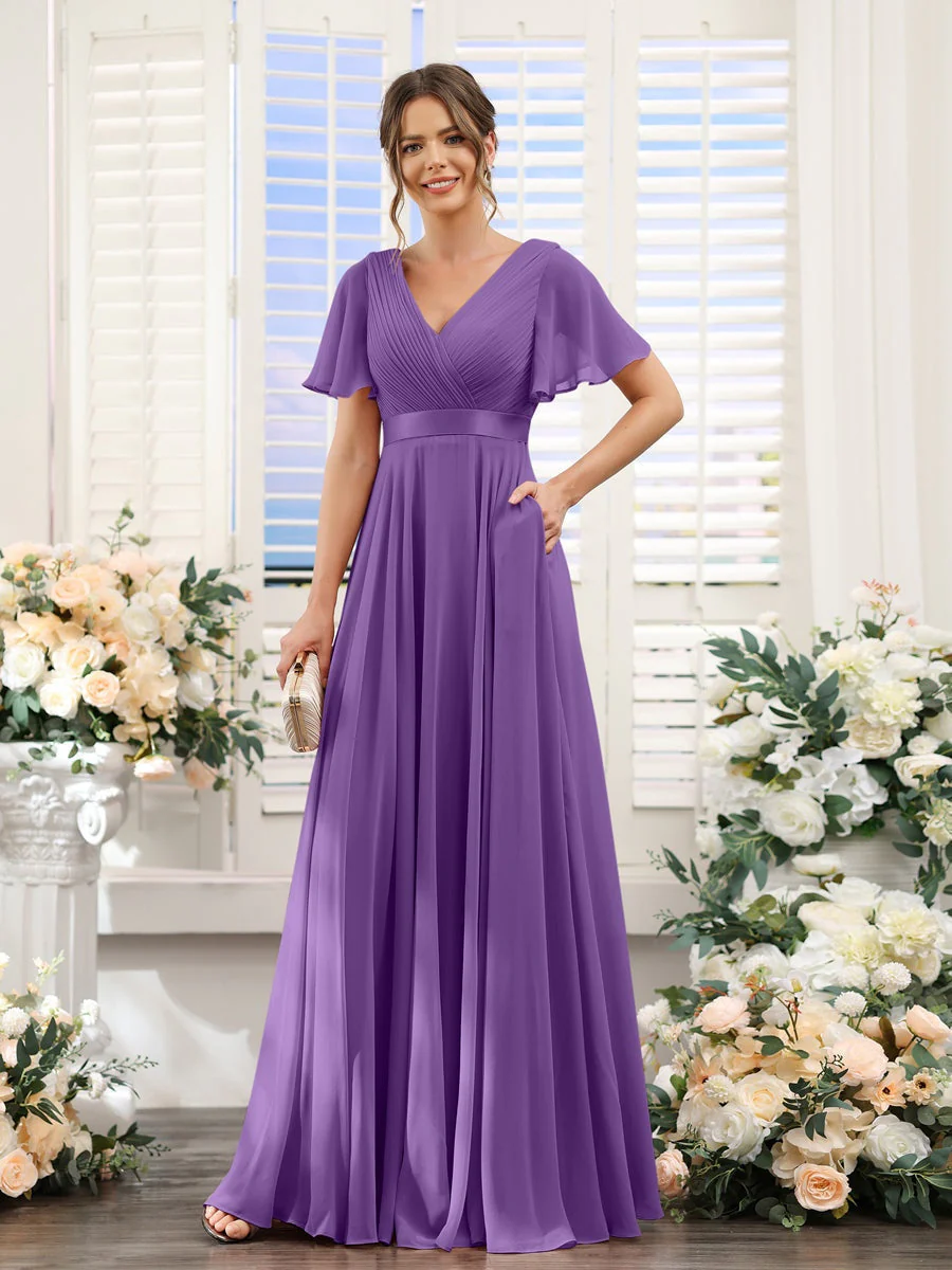 Robe de demoiselle d'honneur trapèze pour femme – Style élégant et formel pour une cérémonie de mariage - Image 52