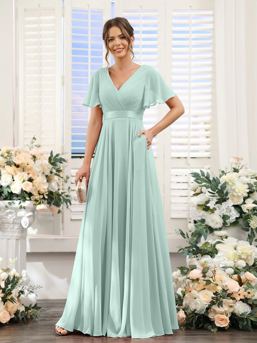 Robe de demoiselle d'honneur trapèze pour femme – Style élégant et formel pour une cérémonie de mariage - Image 54