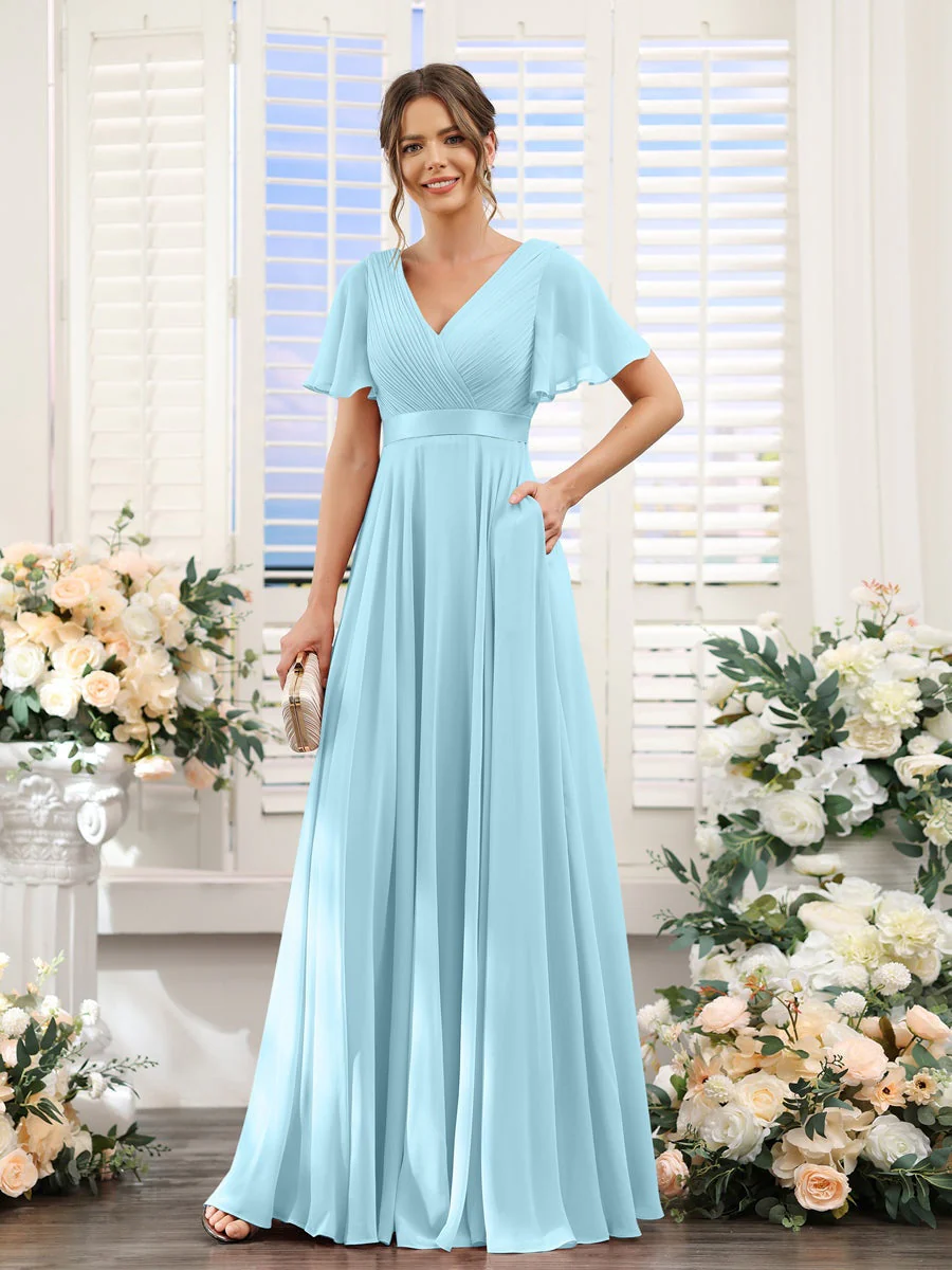 Robe de demoiselle d'honneur trapèze pour femme – Style élégant et formel pour une cérémonie de mariage - Image 55