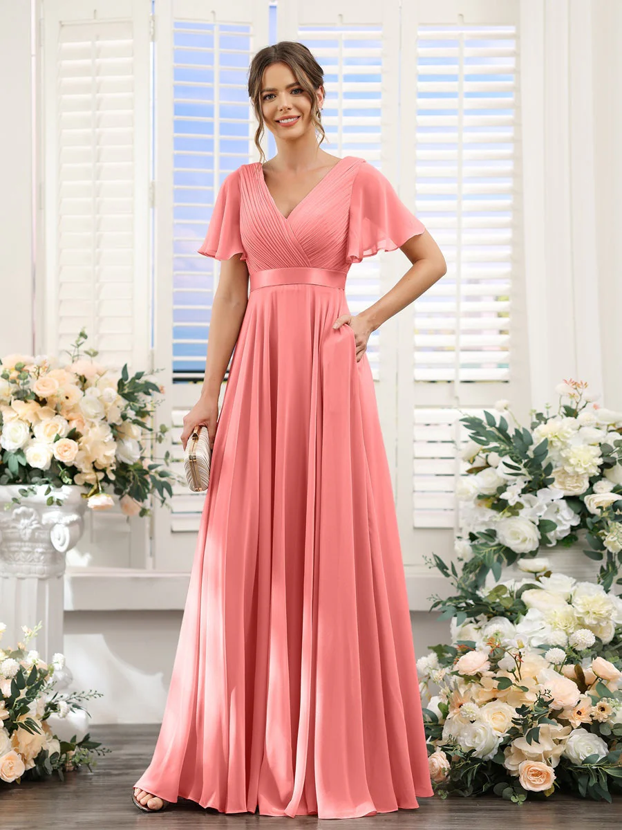 Robe de demoiselle d'honneur trapèze pour femme – Style élégant et formel pour une cérémonie de mariage - Image 56