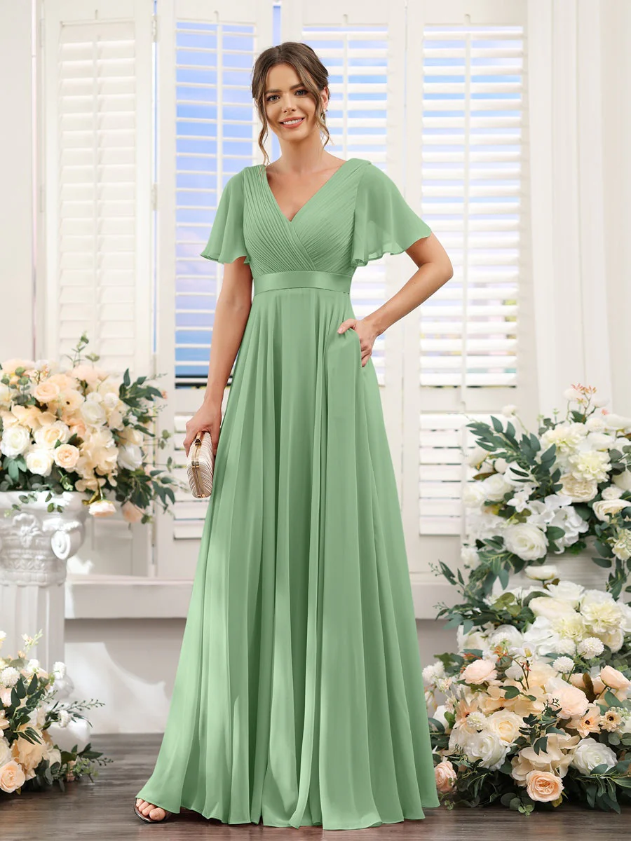 Robe de demoiselle d'honneur trapèze pour femme – Style élégant et formel pour une cérémonie de mariage - Image 57