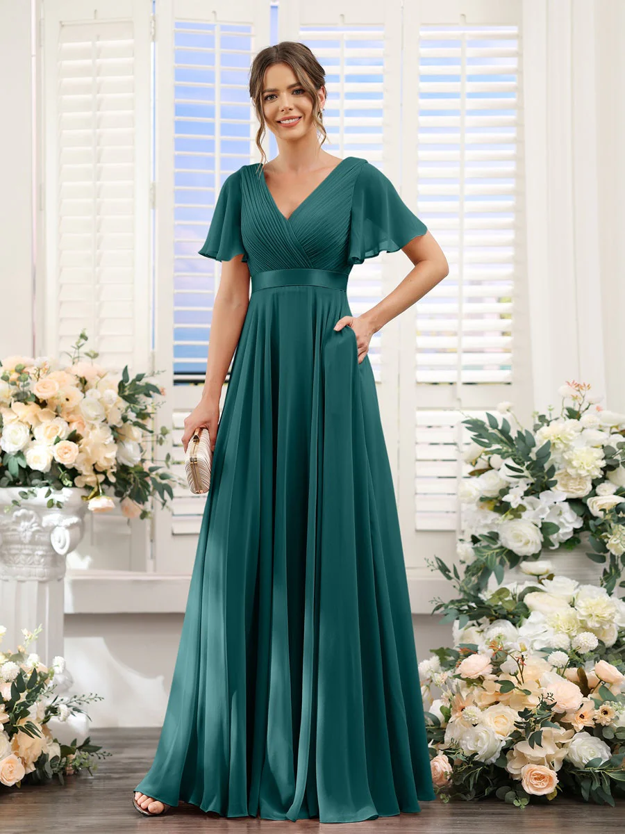 Robe de demoiselle d'honneur trapèze pour femme – Style élégant et formel pour une cérémonie de mariage - Image 59