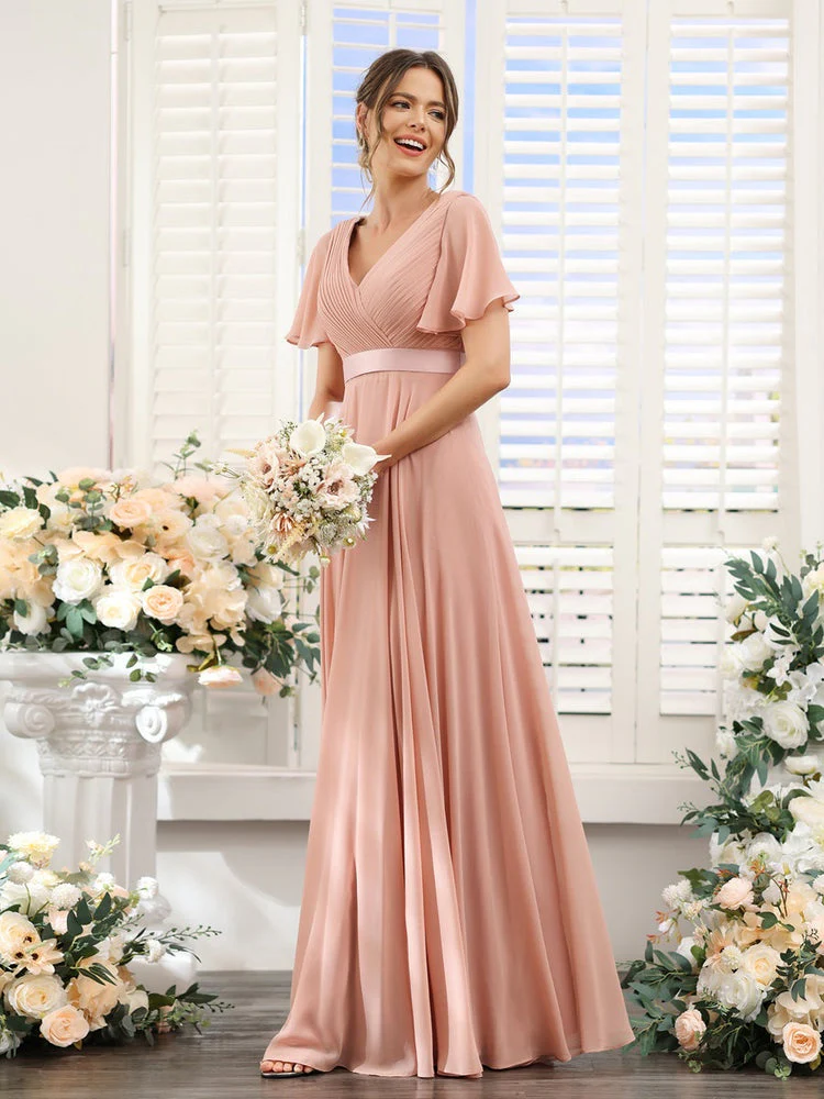 Robe de demoiselle d'honneur trapèze pour femme – Style élégant et formel pour une cérémonie de mariage - Image 6
