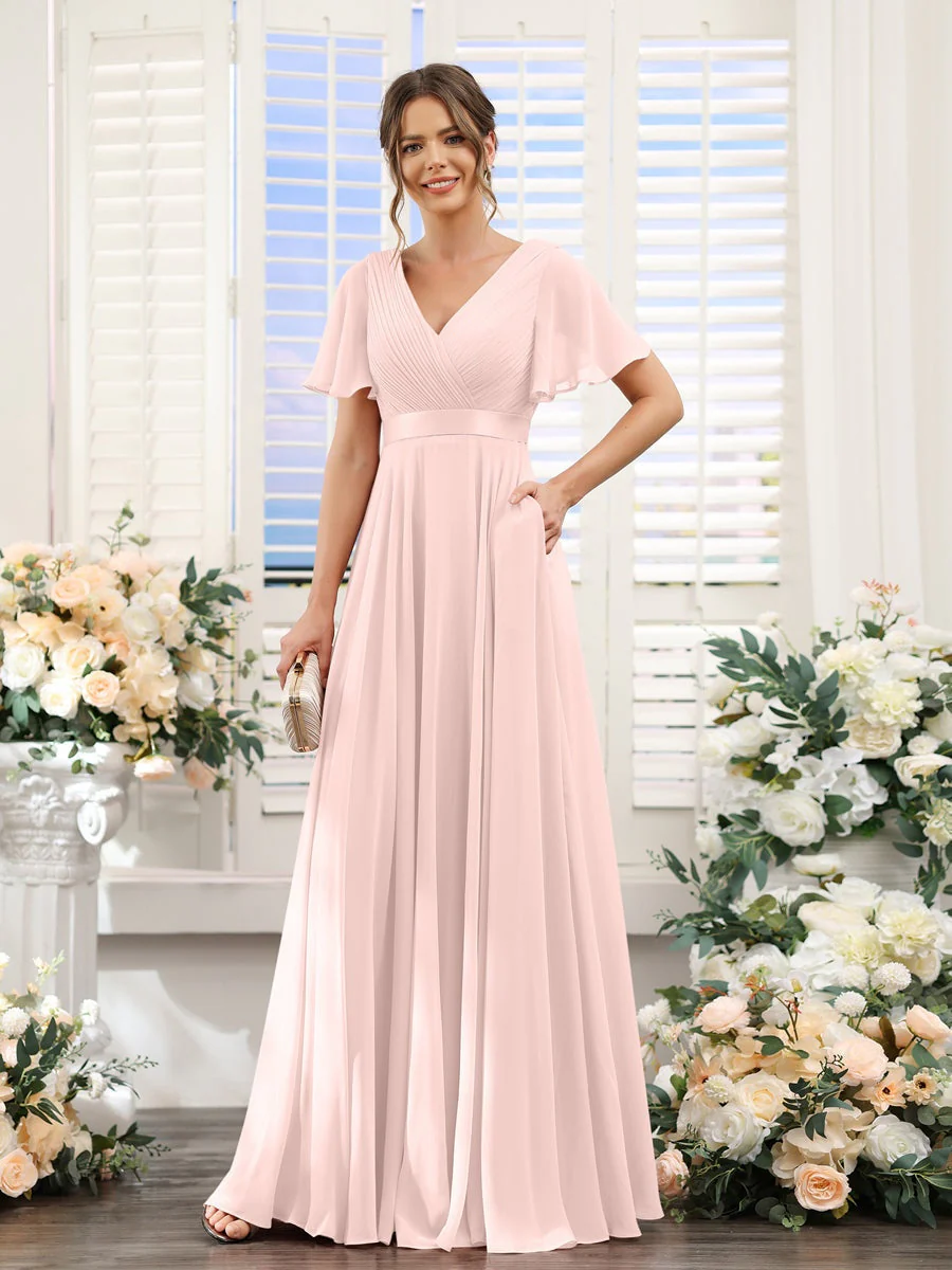 Robe de demoiselle d'honneur trapèze pour femme – Style élégant et formel pour une cérémonie de mariage - Image 60
