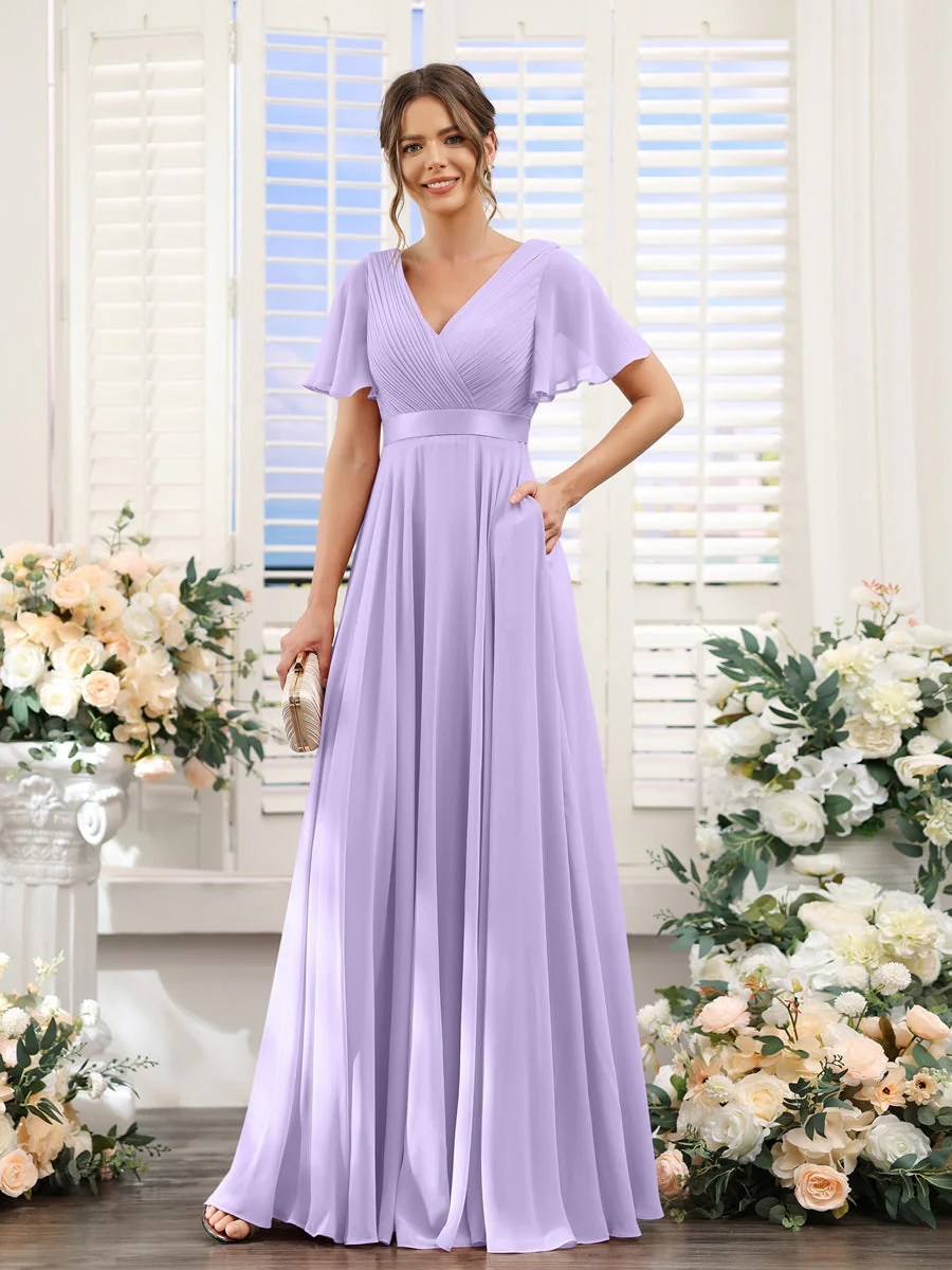 Robe de demoiselle d'honneur trapèze pour femme – Style élégant et formel pour une cérémonie de mariage - Image 63