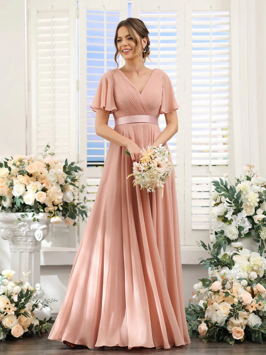 Robe de demoiselle d'honneur trapèze pour femme – Style élégant et formel pour une cérémonie de mariage - Image 7