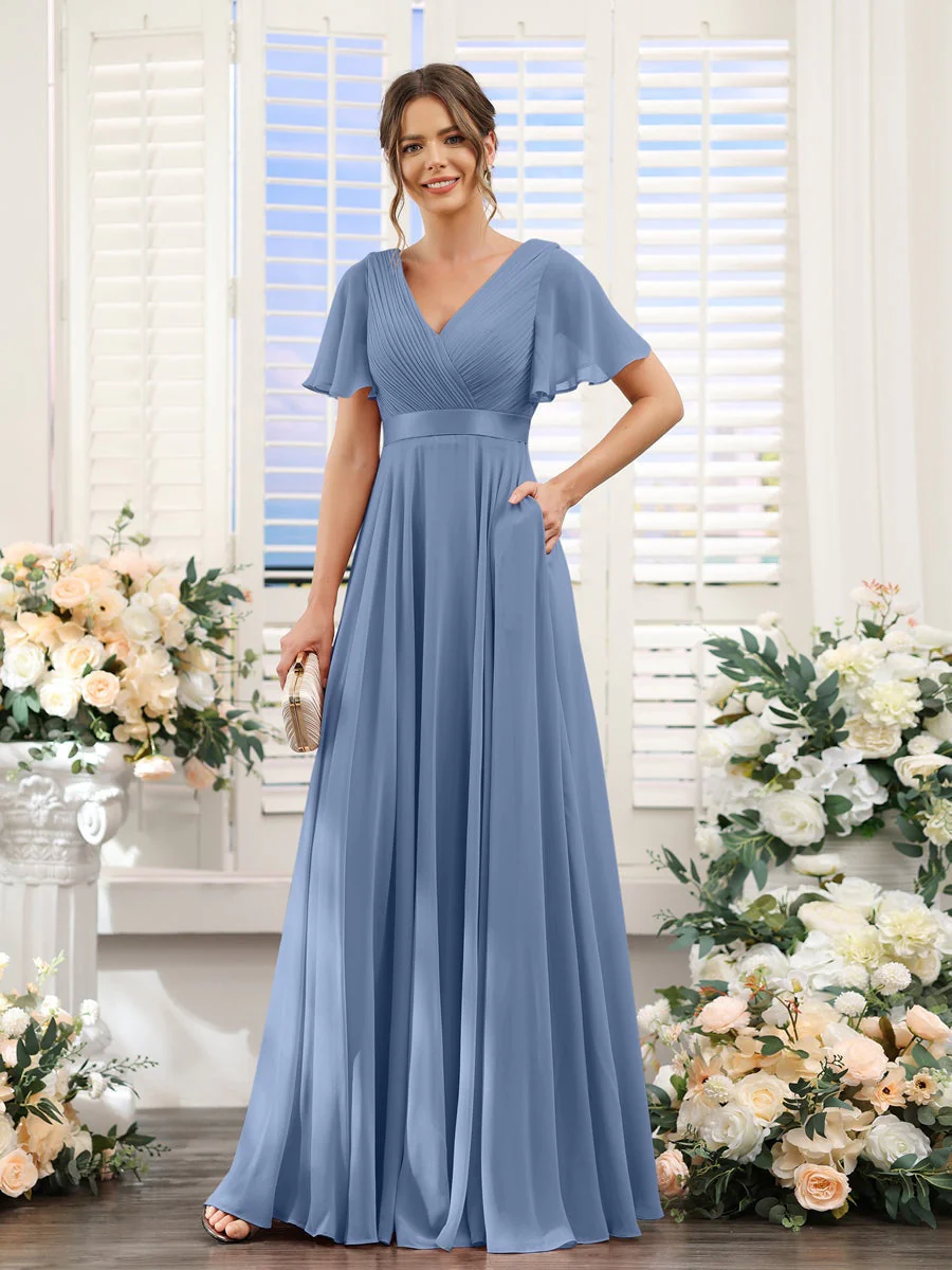 Robe de demoiselle d'honneur trapèze pour femme – Style élégant et formel pour une cérémonie de mariage - Image 70