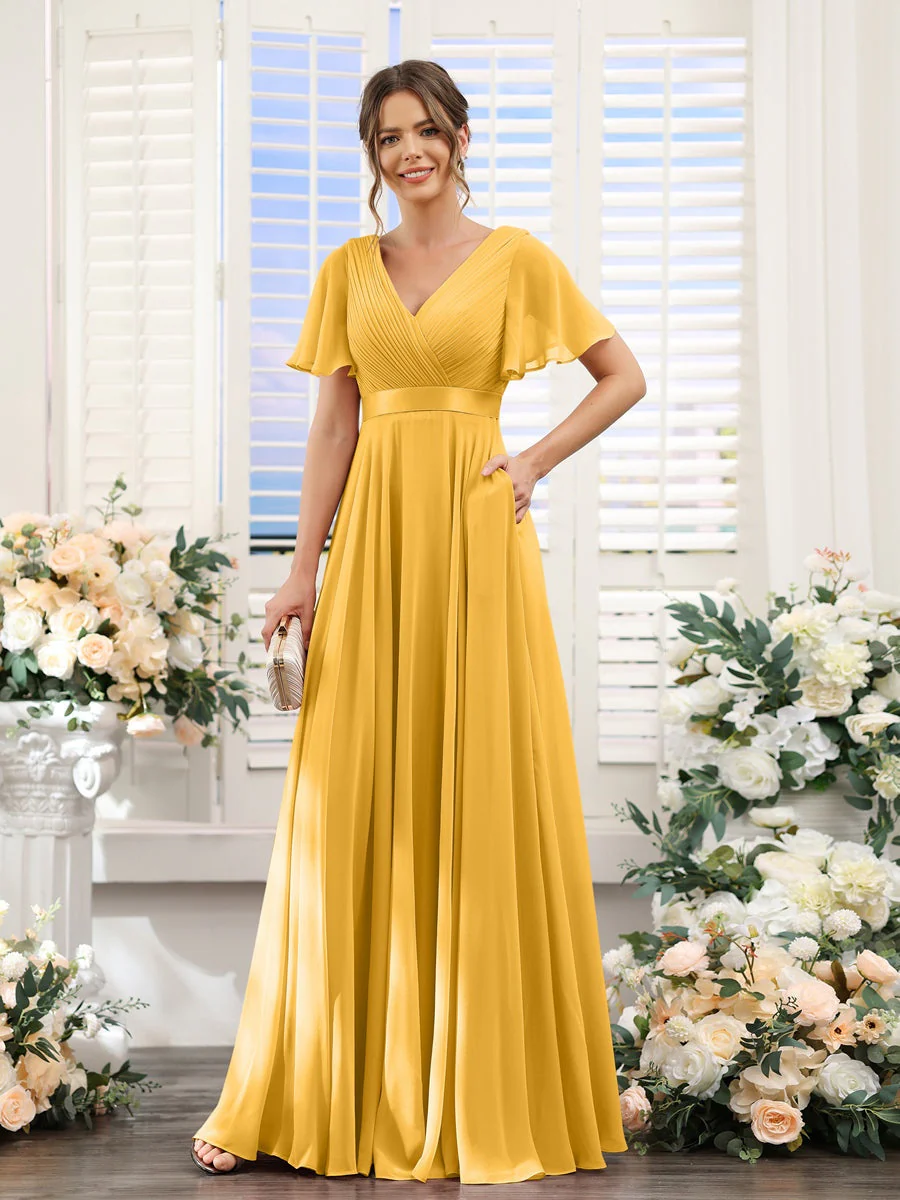 Robe de demoiselle d'honneur trapèze pour femme – Style élégant et formel pour une cérémonie de mariage - Image 71